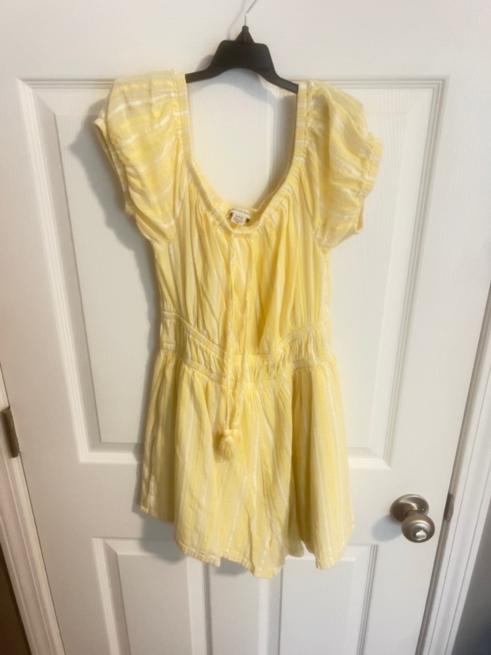 American Eagle Outfitters Yellow Striped Short Sleeve Romper